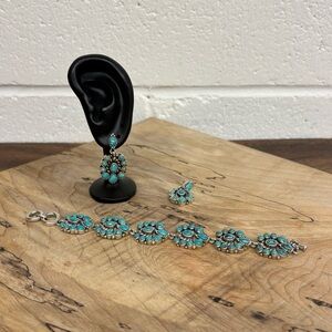 Sterling Silver and Turquoise Bracelet and Earrings Set